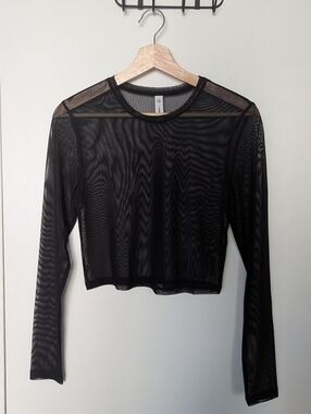 Only Mesh Cropped Long Sleeve